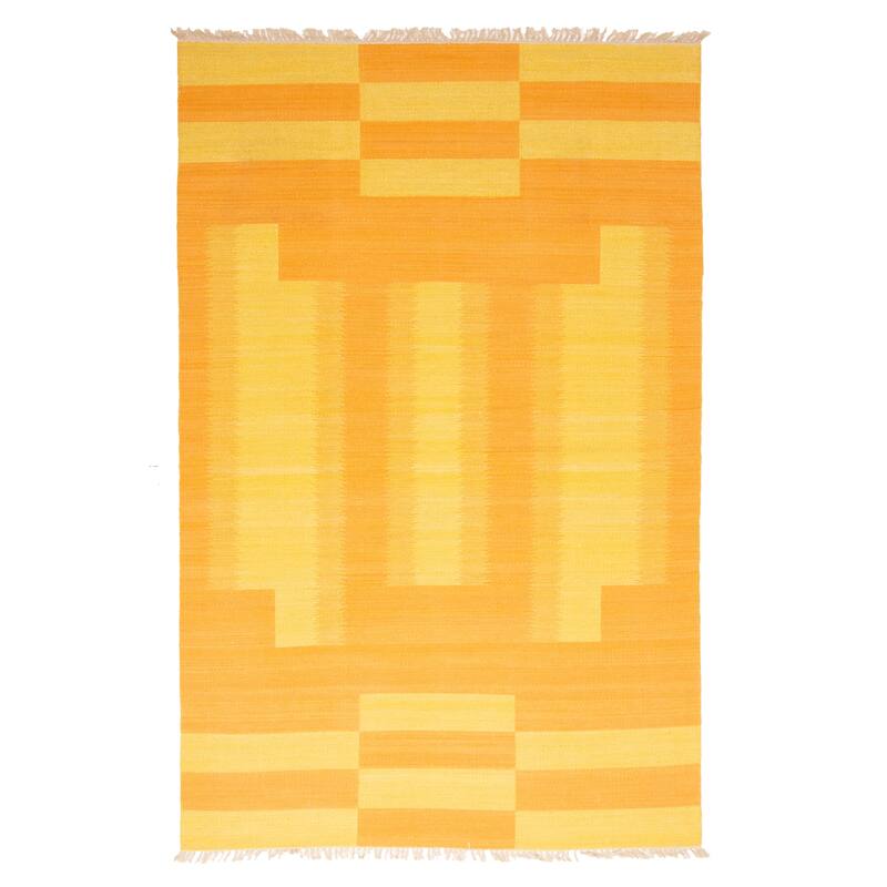ECARPETGALLERY Flat-Weave Ankara FW Burnt Orange Wool Kilim - 5'0 x 7'11