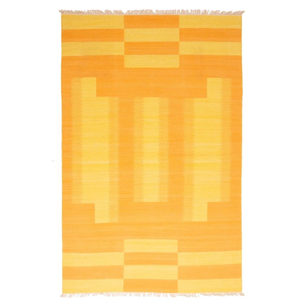 ECARPETGALLERY Flat-Weave Ankara FW Burnt Orange Wool Kilim - 5'0 x 7'11