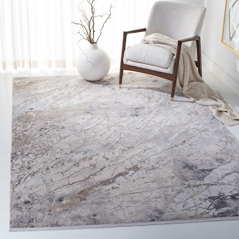 SAFAVIEH Couture Kamelya Inezia Modern Viscose Rug - 9' x 12' - Grey/Gold