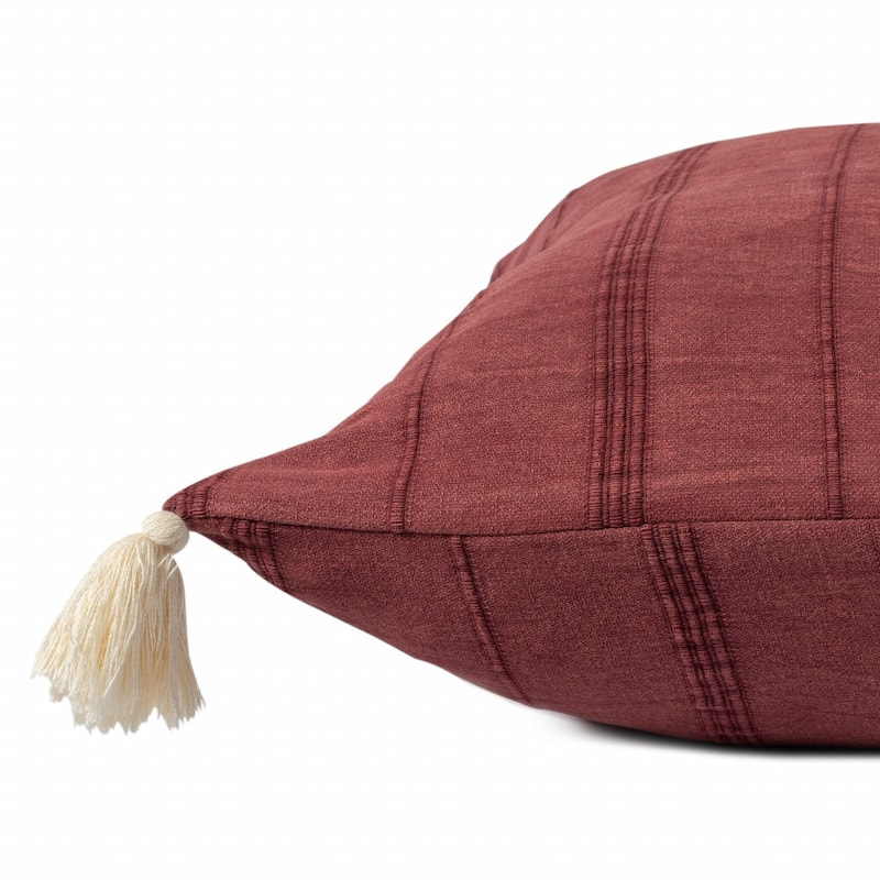HomeRoots 18" X 18" Burgundy 100% Cotton Zippered Pillow