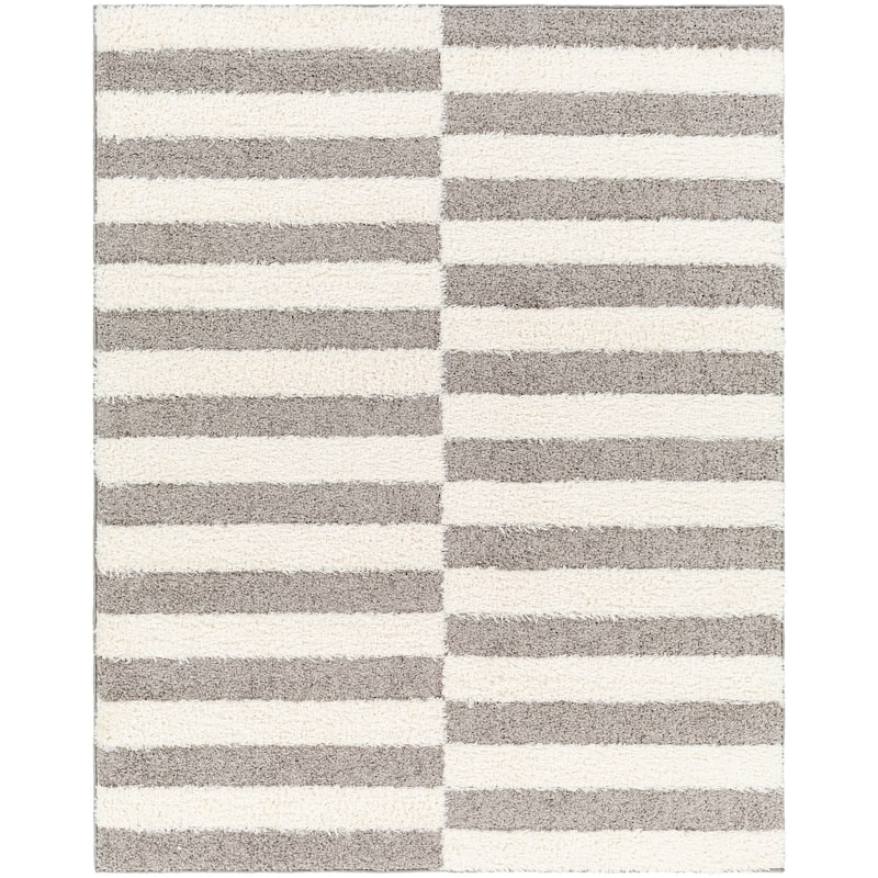 Livabliss Rodos Modern Striped Plush Area Rug