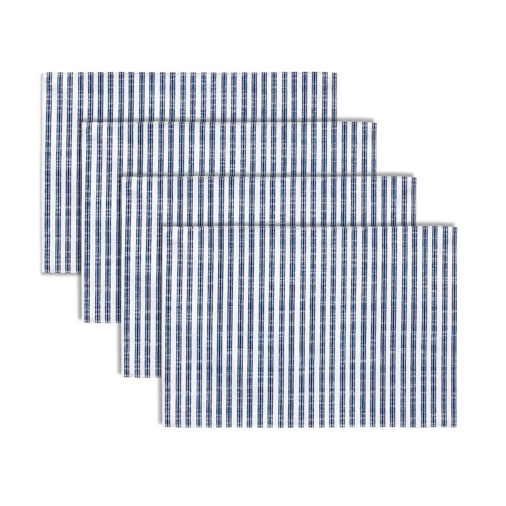 Striped Dining Placemats - 16" - Blue and White - Set of 4
