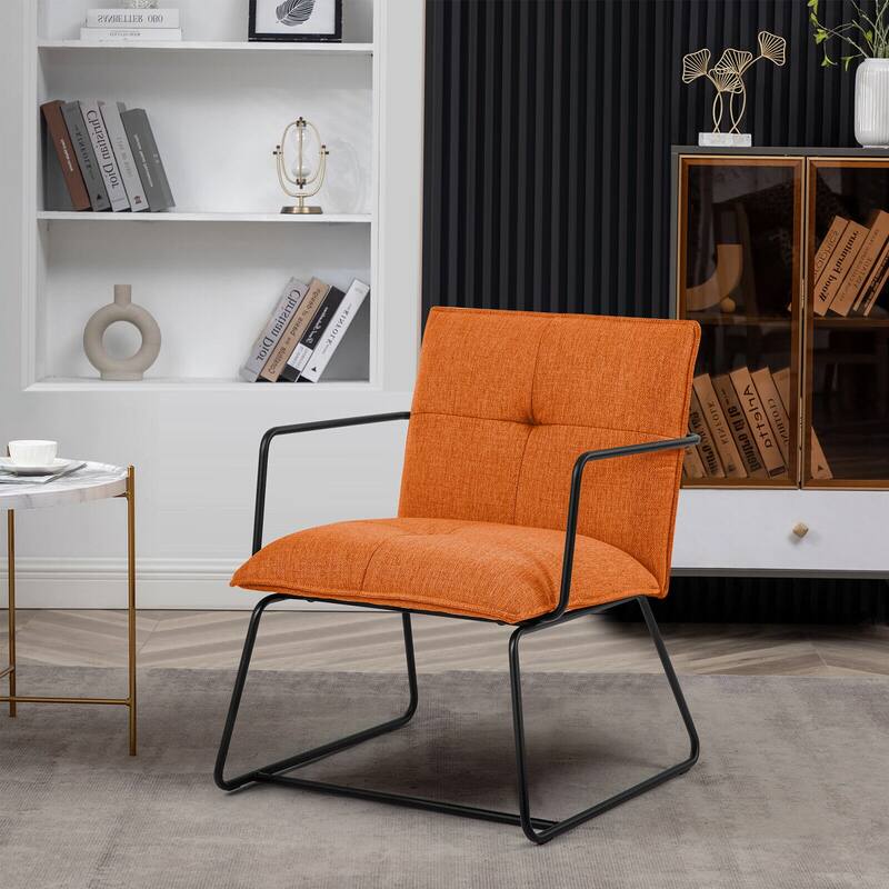 Linen Upholstered Accent Chair Armchair with Metal Frame - 31.5"H x 25.87"W x 19.3"D