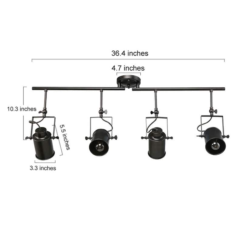 Carbon Loft DeMille Black 4-Light Spotlight Industrial Ceiling Tracking Lights - W36.5"xH15"xE4.75"