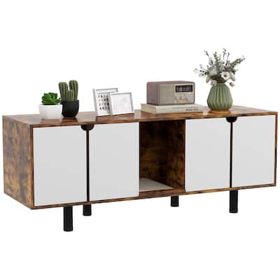 Litter Box Furniture TV Stand with 2 Cabinets