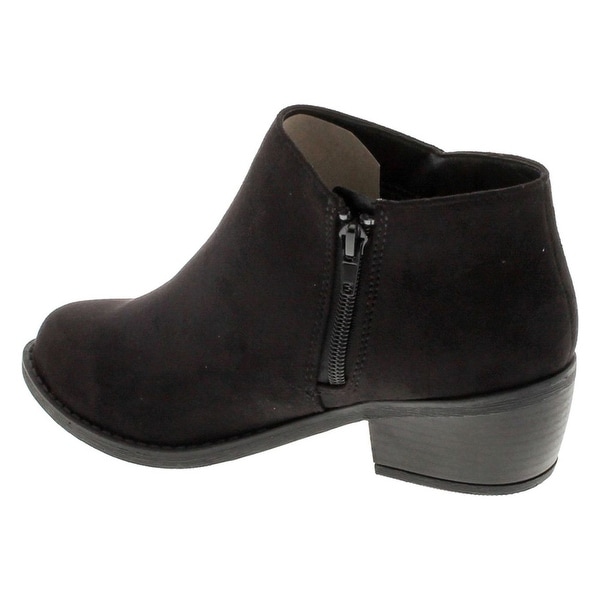 womens black suede ankle boots low heel