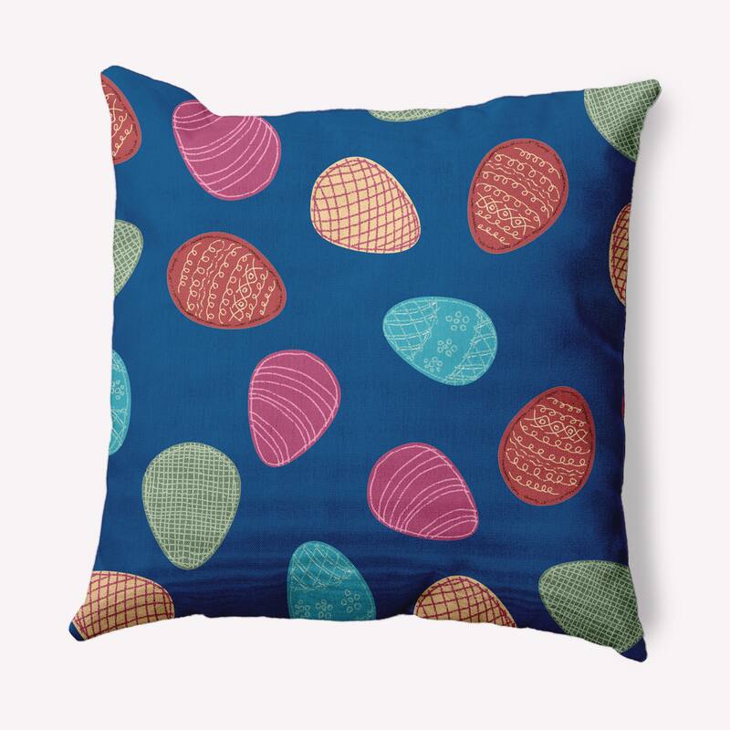 Egg Hunt Easter Decorative Throw Pillow - 16" x 16" - Dark Cobalt Blue