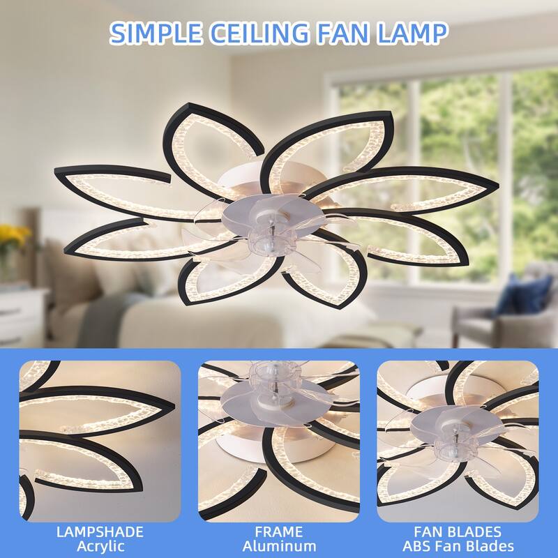35.4In Ceiling Fan with Lights, Remote Control 3 Color Temperatures,6 Gear wind Speed Fan Light - Black
