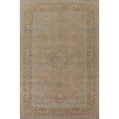 Distressed Kashan Persian Vintage Rug Handmade Wool Carpet - 9'6"x 13'4"