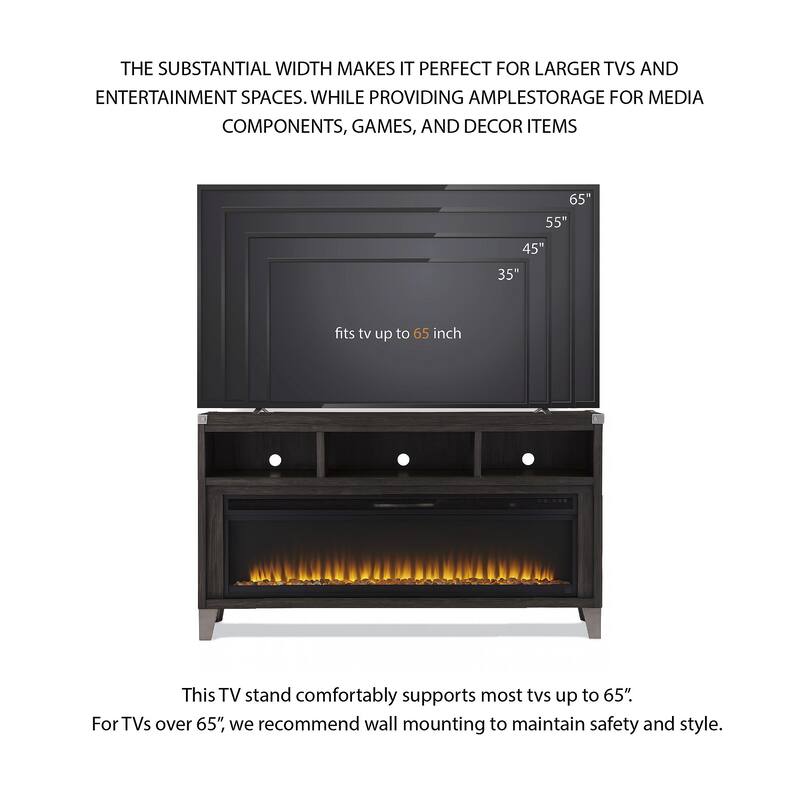 Signature Design by Ashley Todoe Brown Wood 65-inch TV Stand with Electric Fireplace