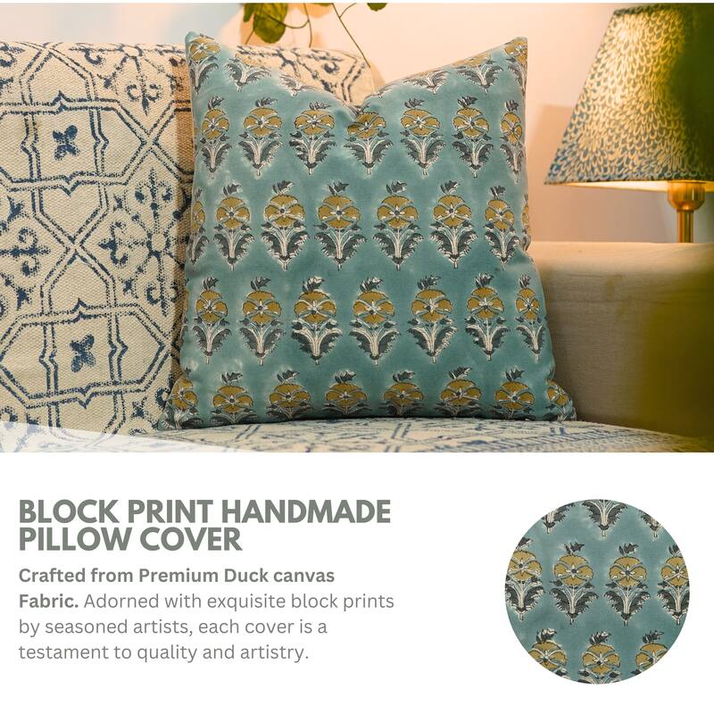 Cotton Bohemian Block print pillow Cover Mormukut