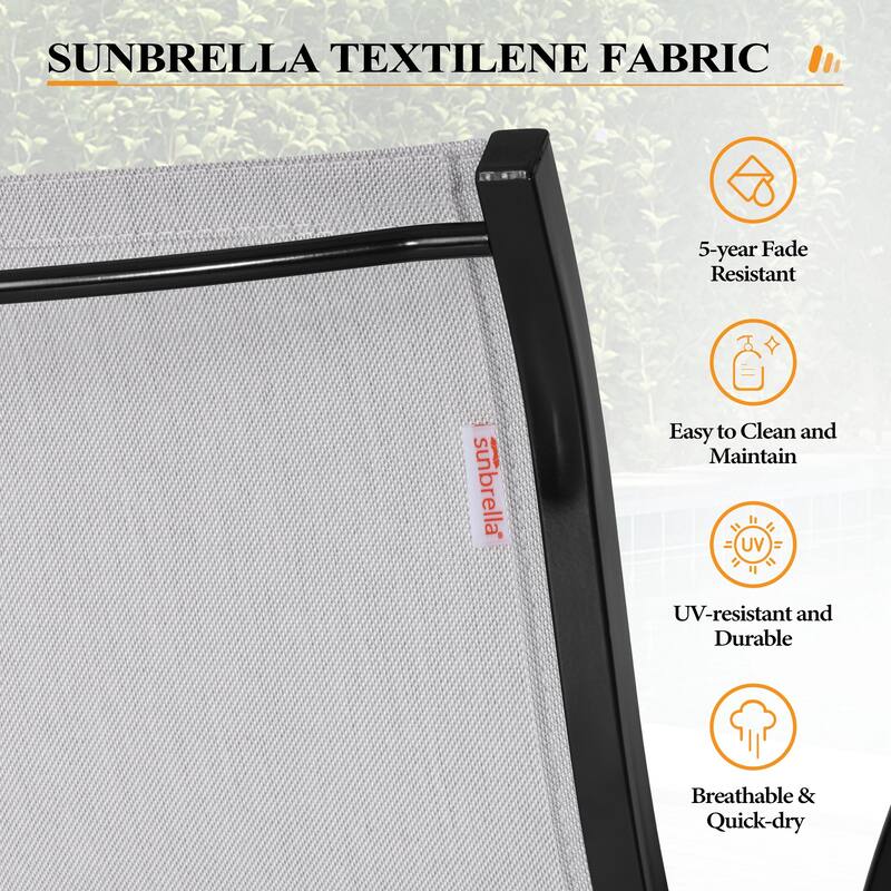 7/9-Piece Patio Dining Set Sunbrella Swivel Chairs and Aluminum Dining Table with Umbrella Hole