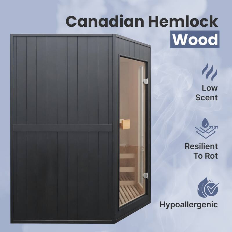 ALEKO Viola Hemlock Wood Indoor Traditional 4 Person Wet Dry Sauna with UL Heater