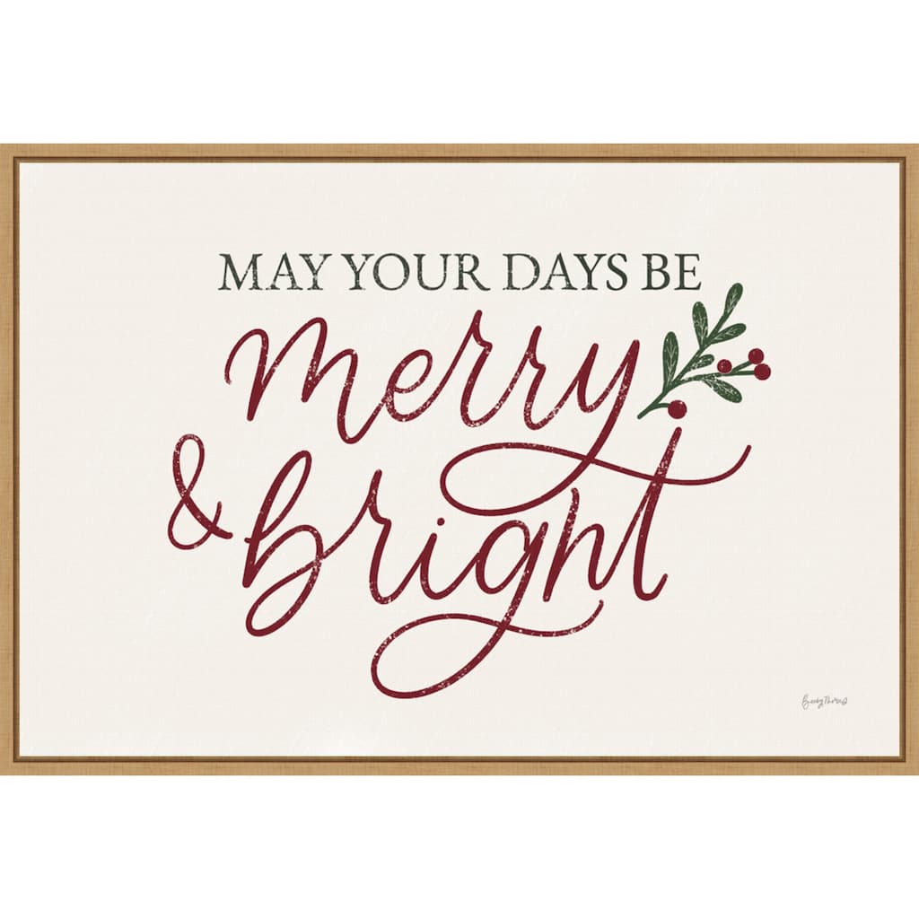 Vintage Christmas V Red by Becky Thorns Framed Canvas Wall Art