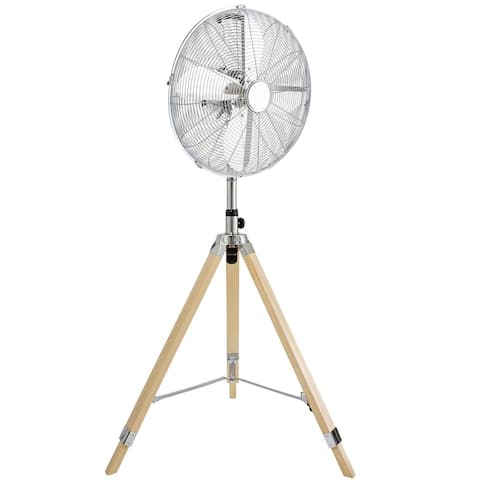 Artist Tripod Pedestal Fan, Industrial Quiet Standing Fan with 3 Speeds and Adjustable Height, Oscillating Floor Powerful Fan