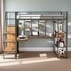 preview thumbnail 1 of 34, Full Size Metal Loft Bed with Built-In Desk, Storage Staircase, Small Wardrobe & 3-Tier Shelves Black