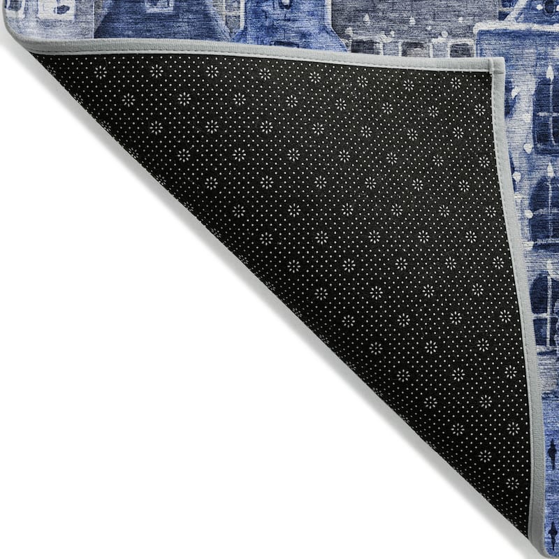 HomeRoots Village Houses Transitional Rectangle Outdoor Rug