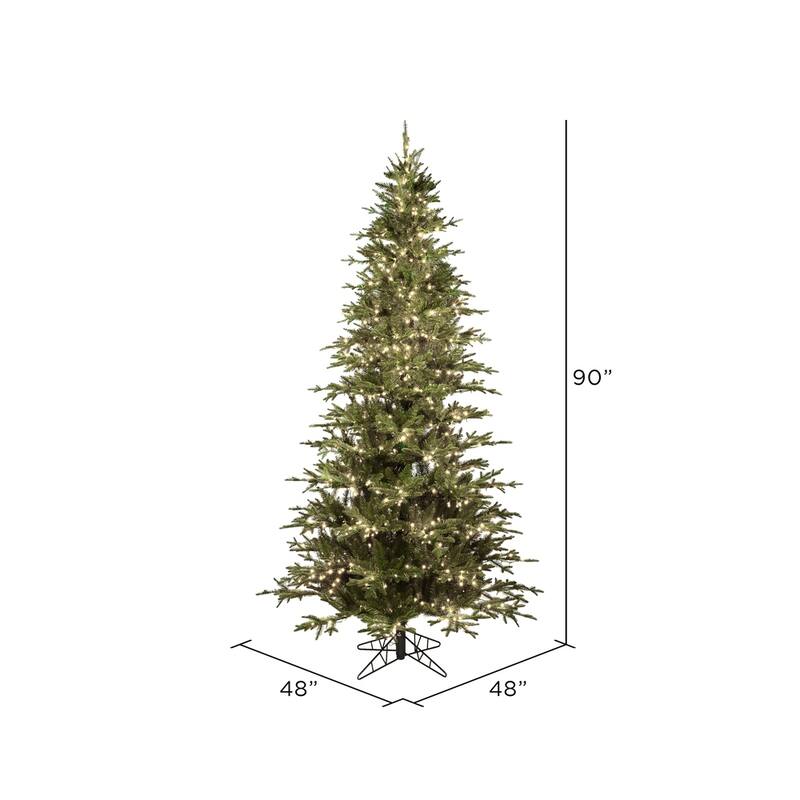 Vickerman 7.5' x 48" Kamas Fraser Fir Artificial Christmas Tree, Warm White Low Voltage 3MM LED Lights