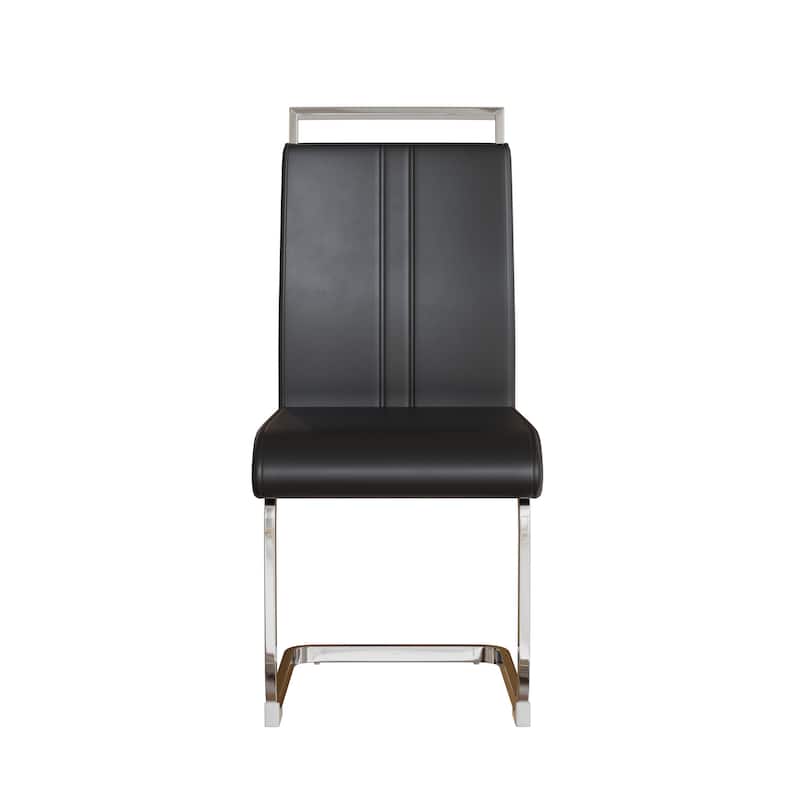 Modern Style Faux Leather High Back Dining Chairs Set of 4 with Metal Legs for Dining Room