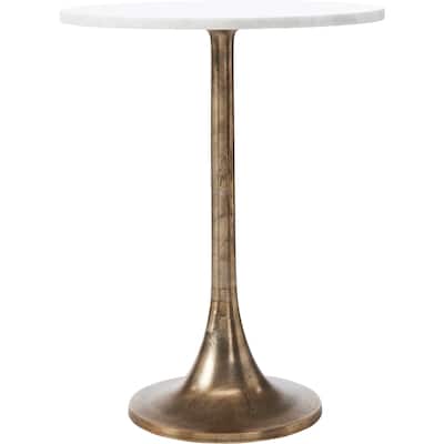 Antique Brass Amalya Side Table - 23" - Bronze and White