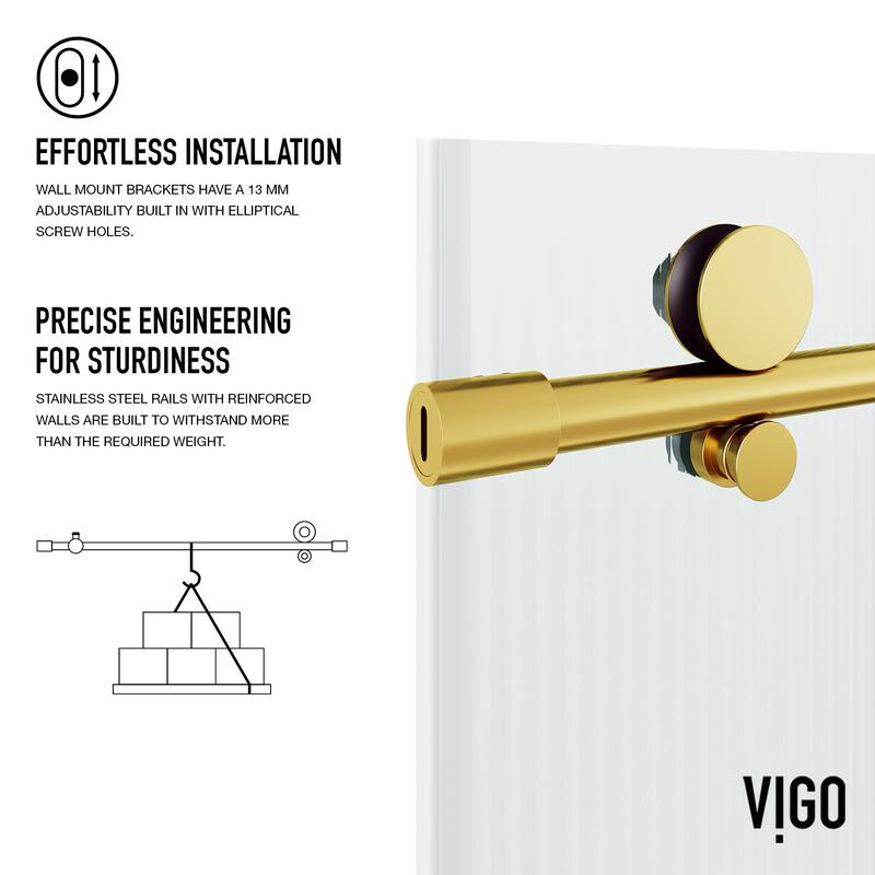 Vigo VG6021FL6076L Elan E-Class 76" High x 60" Wide Sliding Frameless