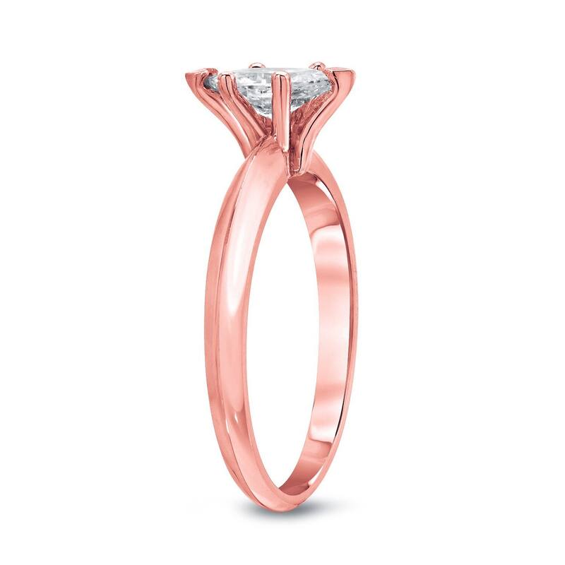 Auriya 14k Rose Gold 1/2ctw Marquise-cut Solitaire Diamond Engagement Ring