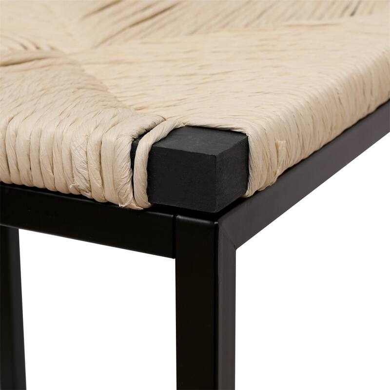 Set of 2 Hand Weave Counter Stool with Footrest for Kitchen Island