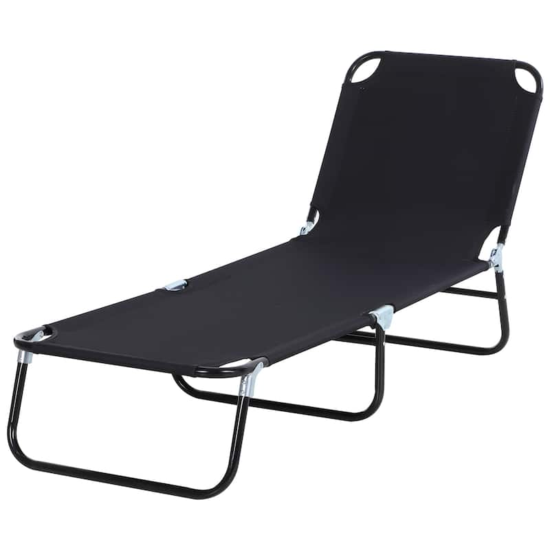 Outsunny Portable Outdoor Sun Lounger, Lightweight Folding Chaise Lounge Chair w/ 5-Position Adjustable Backrest for Beach
