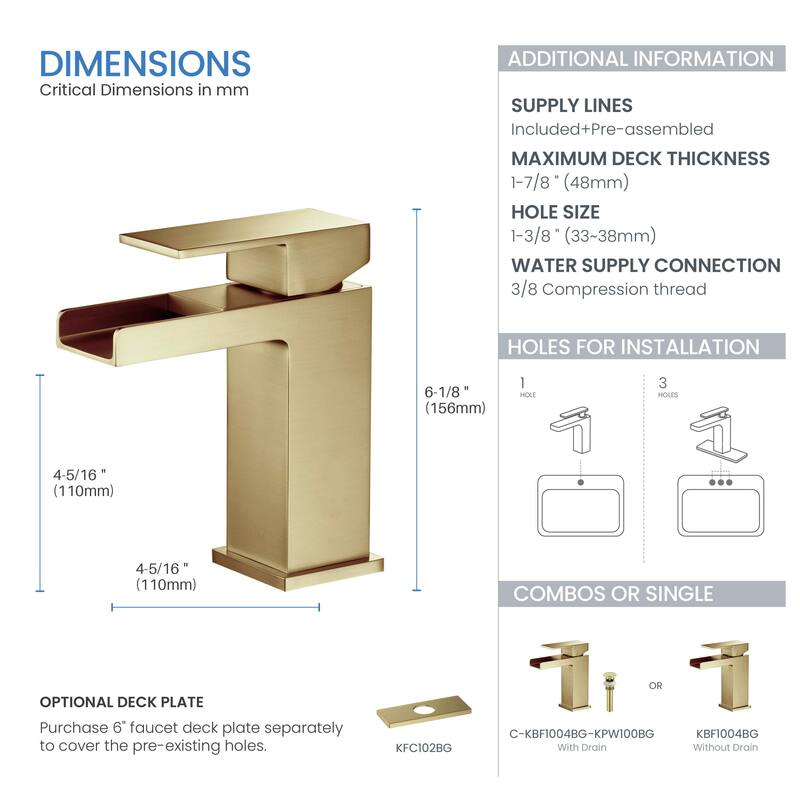 Waterfall Single Handle Bathroom Vanity Sink Faucet