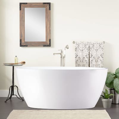 Vanity Art 58.5" X 32.3" White Acrylic Freestanding Bathtub