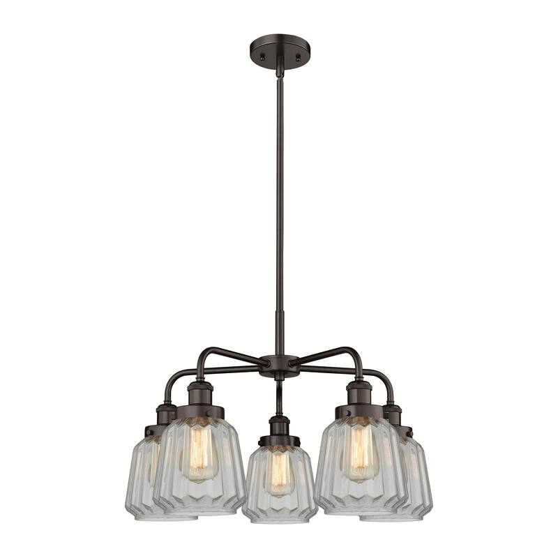 Innovations Lighting Chatham - 5 Light 25" Stem Hung Chandelier - Clear/Oil Rubbed Bronze