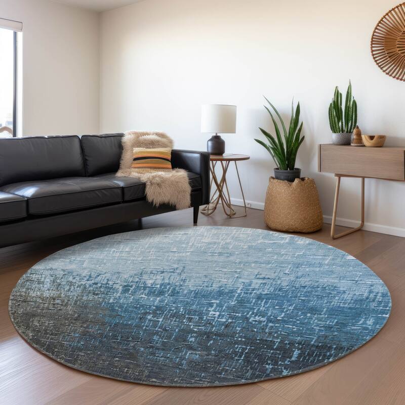 Premium Washable Super Soft Casual Ombre Mayfield Rug - Blue - 8' x 8'
