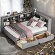 preview thumbnail 12 of 17, 2 Color Wooden Full Size Daybed with 2 Drawers, Kids Bed with Storage Shelf and USB Charging Ports