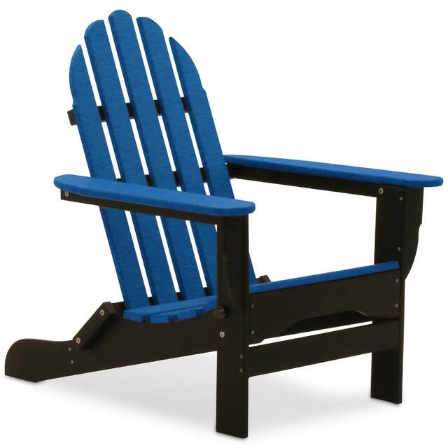 Nelson Recycled Plastic Folding Adirondack Chair - by Havenside Home - Black / Royal Blue