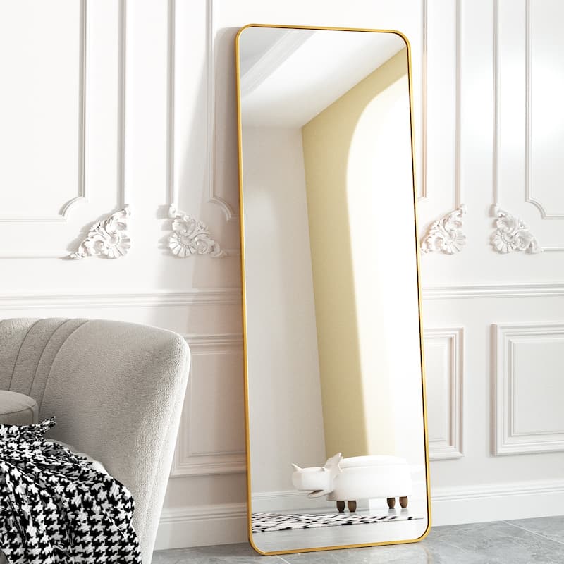 64 x 21 Full Length Floor Mirror with Rounded Corners - 64"x21" - Gold