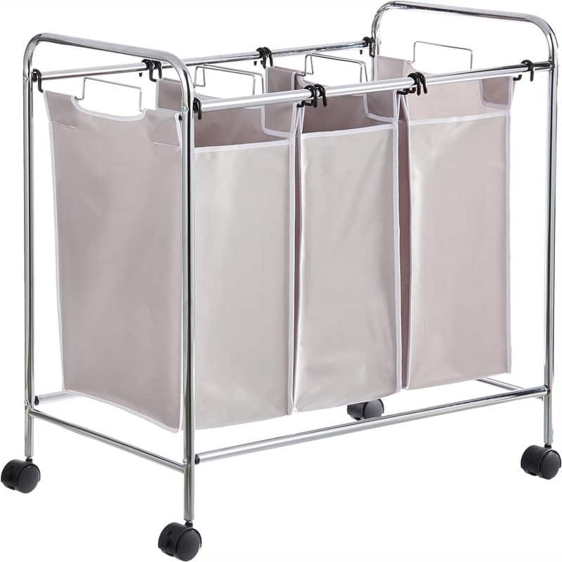 3 Piece Rectangular Laundry Bag Hamper Sorter Basket Gray - 15"L x 9"W x 22"H - 15"L x 9"W x 22"H - Gray