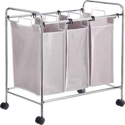 3 Piece Rectangular Laundry Bag Hamper Sorter Basket Gray - 15"L x 9"W x 22"H