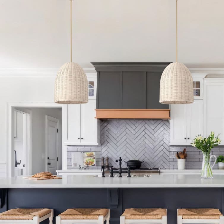Acroma 1-light Farmhouse Rattan Kitchen Island Pendant