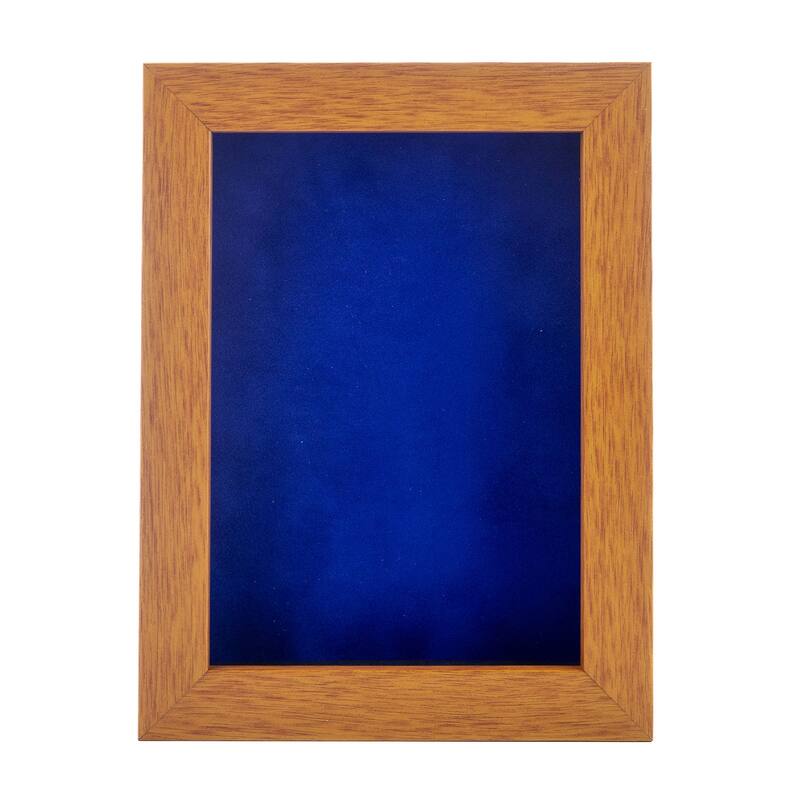 18x22 Shadow Box Frame Light Brown Wood | With a 3/4" Usable Display Depth | Includes a Royal Blue Real Suede Texture Acid-Free