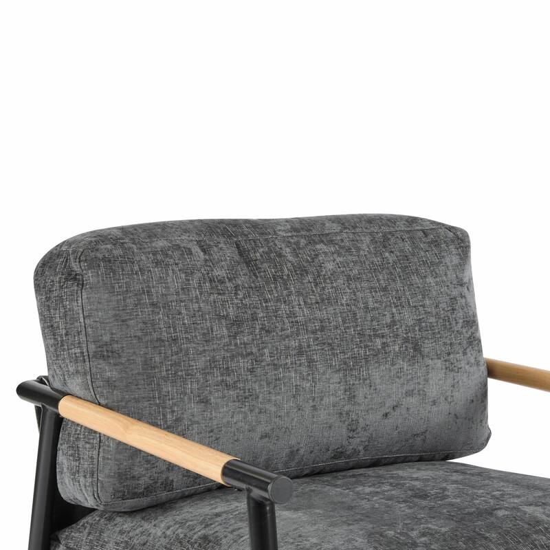 Minimalist Armchair - Soft Cushions, Wood/Metal Design, Compact