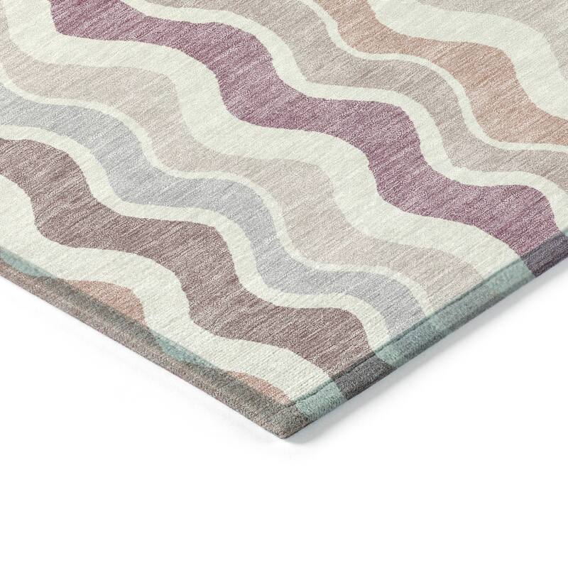 Machine Washable Indoor/ Outdoor Funky Stripe Chantille Rug