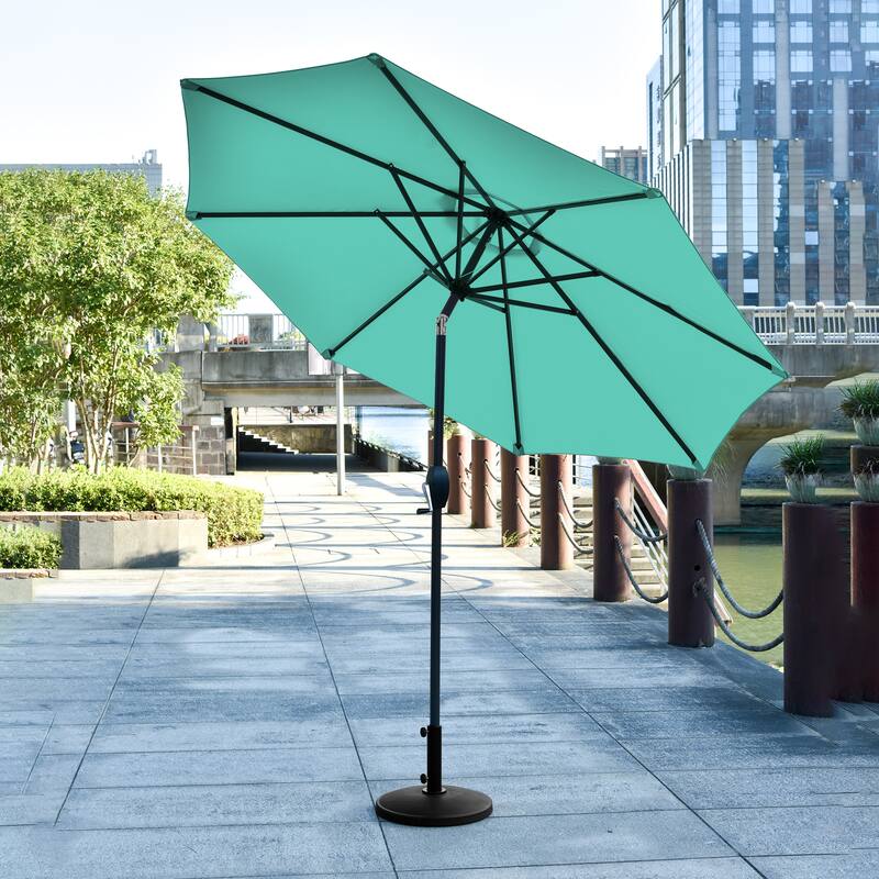 Lopes 9-Foot Patio Umbrella with Ceramic Base Included - Turquoise