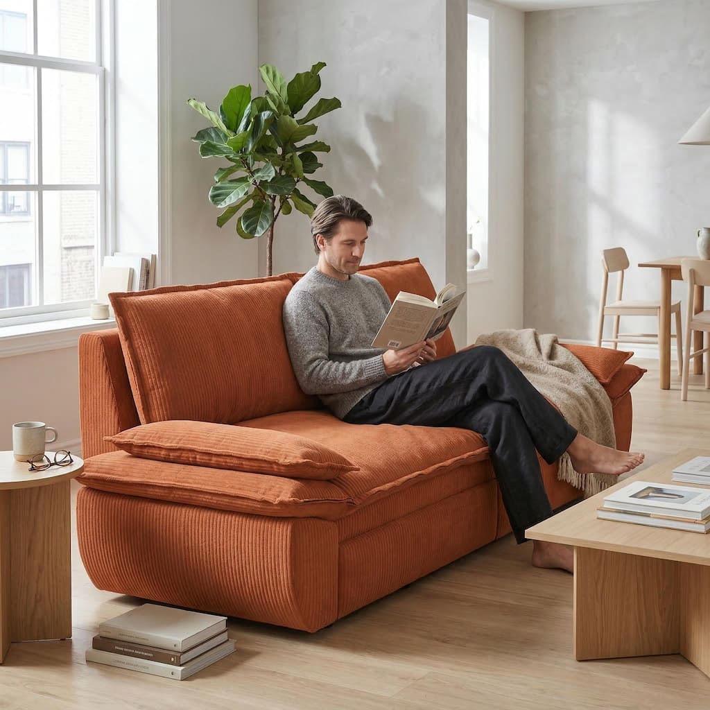 Homy Casa 72'' Queen Pull Out Sofa Bed, 3-in-1 Corduroy Sleeper Couch