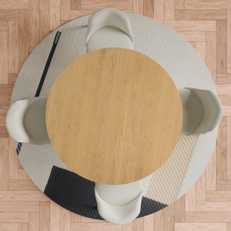 5-Piece Modern Round Dining Table Set with Upholstered Chairs Pedestal Base