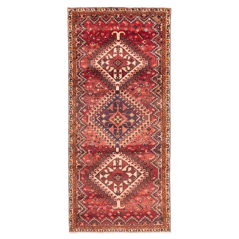 ECARPETGALLERY Hand-knotted Melis Vintage Red Wool Rug - 4'3 x 9'4