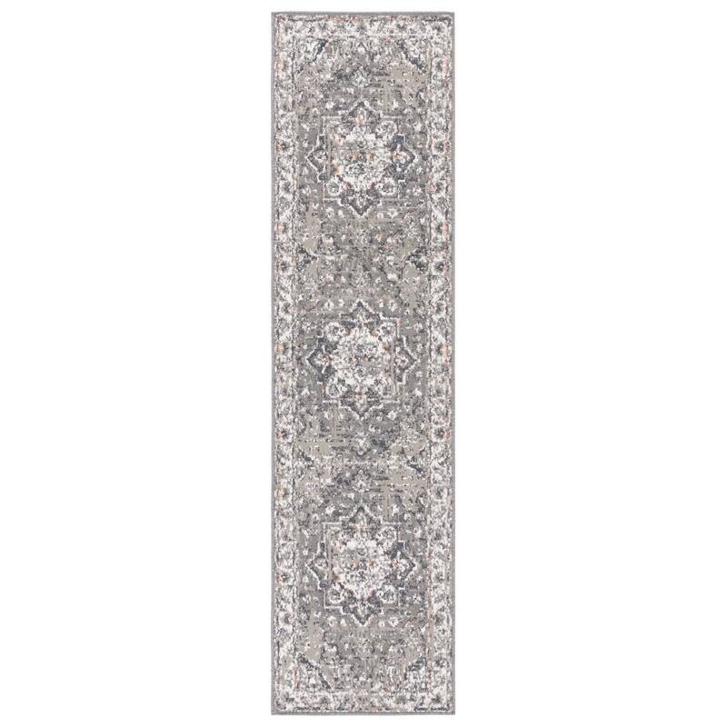 SAFAVIEH Pyramid Tapati Traditional Oriental Rug - 2'2" x 8' Runner - Grey/Ivory