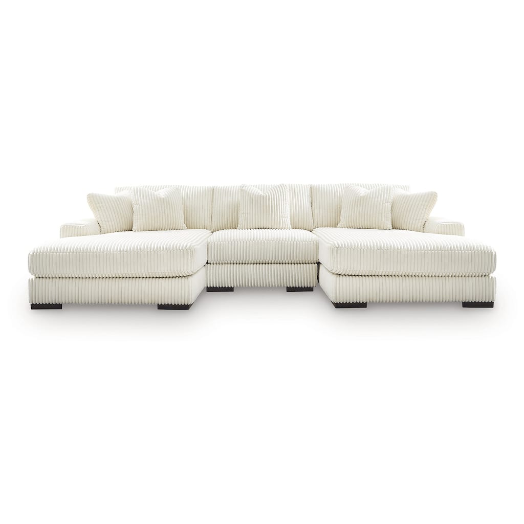 Signature Design by Ashley Lindyn Ivory 3-Piece Sectional with Double Chaise - 139"W x 70"D x 38"H