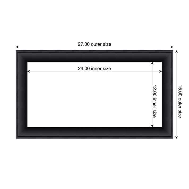 Amanti Art Nero Black Framed Dry Erase Magnetic Board - 27 x 15 in