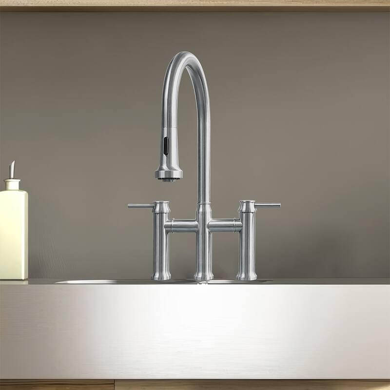 Whitehaus Waterhaus 1.5 GPM Bridge Pull Down Kitchen Faucet