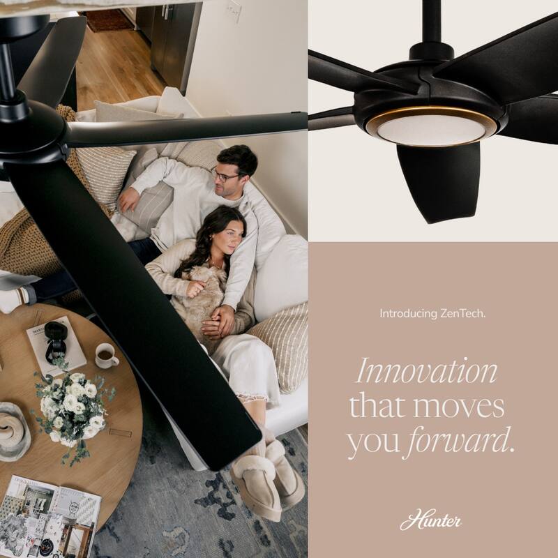Hunter ZenTech Indoor / Outdoor 5-Blade Smart Ceiling Fan w/ LED Light and Handheld Remote